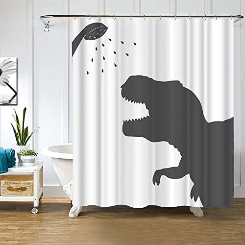 Vividhome Animal Dinosaur Fabric Shower Curtain Dinosaur Silhouette Waterproof Polyester Fabric Bathroom Set With Hooks Animal Home Decor 72X72In #TOP1