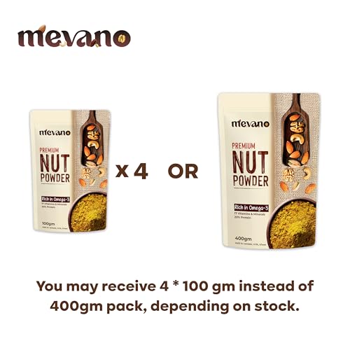 Image of Mevano Nuts Powder for Kids, 400g | Rich in Omega-3, NO Added Sugar | Dry Fruits powder for Kids - Badam, Walnut, Cashew, Pista | 20% Protein, 17 Vitamins & Minerals, 10% Fibre