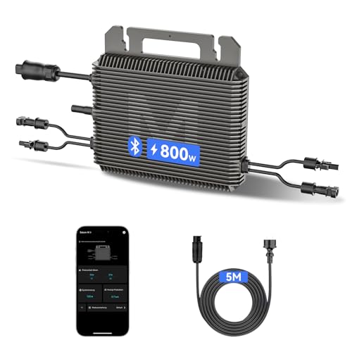 800W Micro-Wechselrichter mit Schuko Kabel mit Betteri-Steckern 5M, Marstek Microinverter Inverter Solar Inverter MPPT App Steuerung, IP67 Wasserdicht für Mini-PV, Plug & Play Balkonkraftwerk