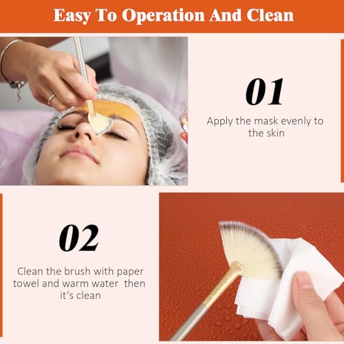 Image of 9 Pieces Facial Fan Mask Brushes, Soft Facial Applicator Brushes Tools for Peel Glycolic Makeup for Mud Cream(Champagne, Purple, Black)