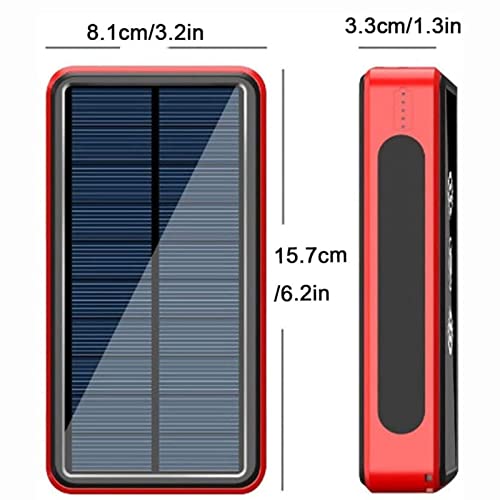 fUfIzU Solar Charger 100000Mah Waterproof Qi Wireless Power Bank Camping Battery Pack with Solar Panel Fast Charging 5V/2.1A Input/Output, LED Flashlights