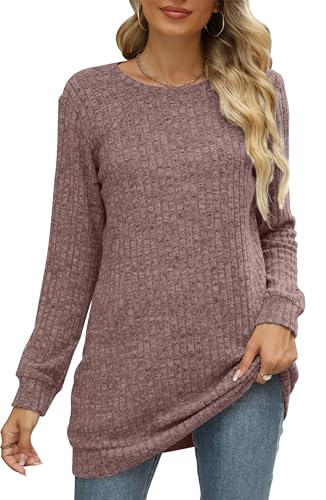 Image of Sweaters for Women Long Sleeve Crewneck Sweatshirt Loose Casual Tunic Tops