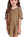 CharmWM Girls Summer Casual Romper Short Sleeve Oversized Jumpsuit Kids Shorts Teens Fashion Cothes Khaki