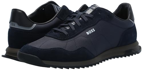 Image of BOSS Men's Zayn Low Profile Suede Leather Two Tone Sneaker