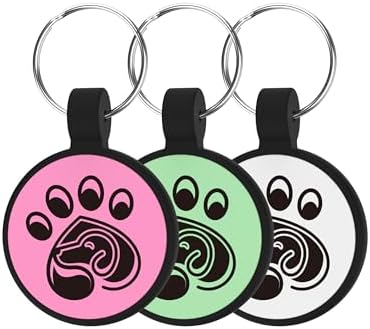 QR Code Dog ID Tag, Scannable QR Code Smart Pet Tag, Scan QR Receive Real Time GPS Location Alert, Modifiable Pet Online Profile, No Subscription or Fees (Rose & Green & White, Round)