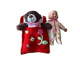 puppenbett gehäkelt Puppenbettchen - Schlafsack für Puppen bis 27 cm und Teddybär bis 27 cm mit bunten Häkelapplikationen sofort lieferbar !!!