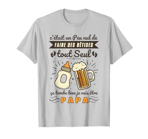 Homme Nouveau Papa 2026 Annonce Humour, Cadeau Futur Papa Apéro T-Shirt