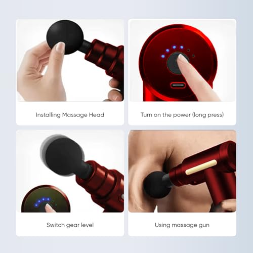 Image of GSEL Massage Gun | Muscle Relaxation Massager for Pain Relief, Athletes & Fitness Recovery | Deep Tissue Body Massage Machine (Red)