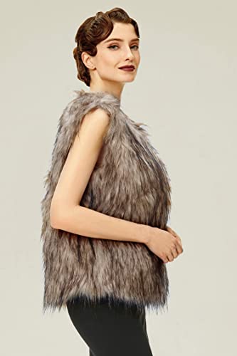 BABEYOND Women’s Faux Fur Vest Short Coat Sleeveless Jacket for Winter Fluffy Outwear with Pockets4