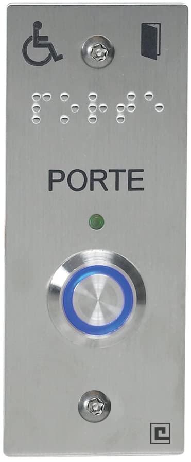 Bouton poussoir NO/NF sur plaque inox 40x100mm loi PMR avec 2 vis anti-vandales - HERACLES - PL40NFLH