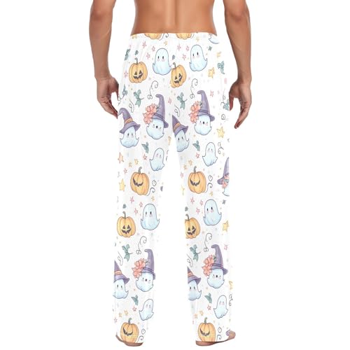 Spirits with Pumpkins Men's Cotton Pajama Pants with Pockets and Drawstring Comfortable and Stylish,S3