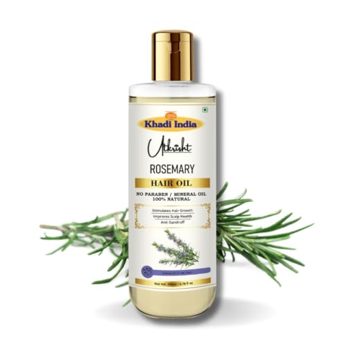 Image of Khadi Rosemary Hair Oil 200ml | Ayurvedic Herbal Hair Oil for Hair Growth, Dandruff & Itchy Scalp | Non-Sticky, Paraben & Mineral Oil Free | For All Hair Types | Daily Use for Men & Women