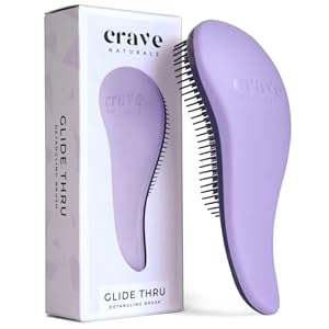 Crave Naturals Glide Through Detangling Brush for Adults & Youngsters Hair – Detangler Brush for Pure, Curly, Straight, Moist or Dry Hair – Hairbrush for Males & Girls, Little Lady Hair Equipment, 1pk, Purple