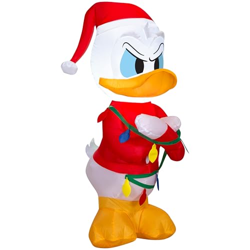 Gemmy Christmas Airblown Inflatable Donald Duck in Sweater w/Lights Disney,