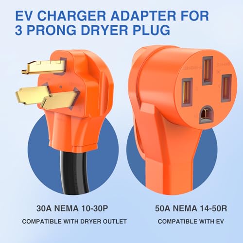 Image of Nilight EV Adapter Cord 30 Amp to 50 Amp 3 Prong Pure Copper Old Dryer Outlet to EV Plug Conversion Heavy Duty 10 Gauge Wire Nema 10-30P to 14-50R 30M /50F for Level 2 EV Using