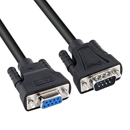 Image of DTech DB9 RS232 9 Pin Serial Cable Male to Female Port Extension Null Modem Cord Cross TX /RX Line for Data Communication (15ft, Black, 5M)
