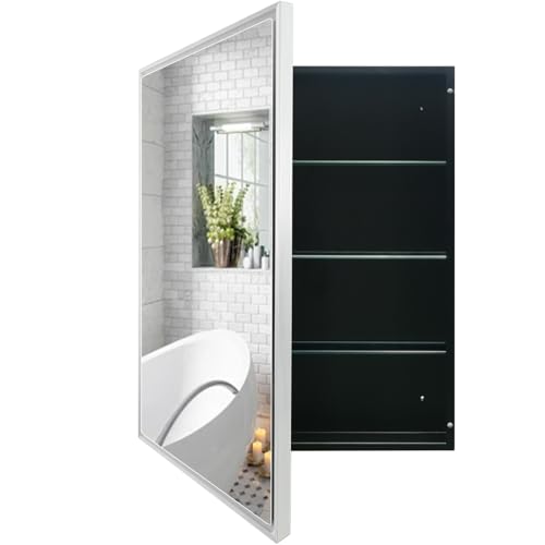 FOMAYKO 24x30 Inch Medicine Cabinet with Mirror, Brushed Nickel-Aluminum Frame, Farmhouse Bathroom Storage Cabinet (Recessed or Surface Mount) by FOMAYKO - Image 8
