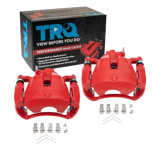 Image of TRQ Front Brake Caliper Set Painted Red Brackets Compatible with 2007-2012 Lexus ES350 2007-2011 Toyota Camry