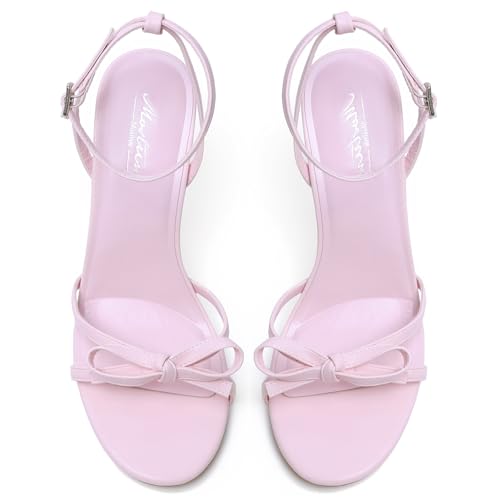 Image of Mostrin Strappy Heels for Women Ankle Strap Heels Women's Heeled Sandals for Party Prom Wedding