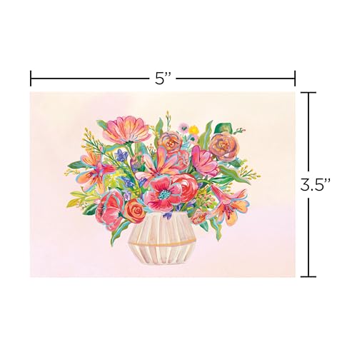 Image of Papyrus 14-Count All Occasion Blank Stationery Notes, Vase of Flowers