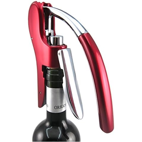 Best Utensils Professional Zinc Alloy Power Wine Opener Octopus Premium Vertical Lever Corkscrew with Built-in Foil Cutter Waiter Bottle Openers Kit (Red) Cover