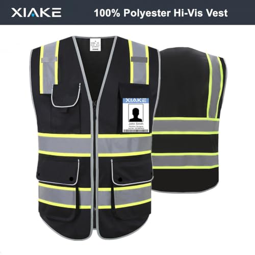 Image of XIAKE Reflective Safety Vest for Men & Women High Visibility Class 2 Vest with Pockets Meets ANSI Standards