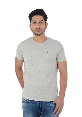 KILLER Bodywear Men's T-Shirt (8907201345959_KT-105 H/SCRN WTBKGRYMLNG_Large_White, Black and Grey Melange)