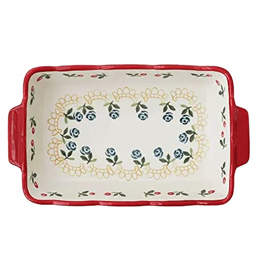 WEKONUMEX Sartenes para lasaña, Bandeja de cerámica for Hornear Antiadherente con Asas, Rectangular, 23 x 13 x 6 cm