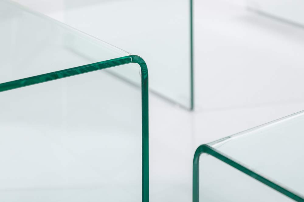 invicta INTERIOR 3er Set Glas Couchtisch FANTOME 60cm Beistelltische transparent Glastisch Tische