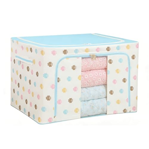 Contenedor de ropa plegable azul organizador lavable para armario y mantas 6