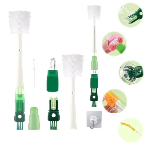 Cepillo Limpia Biberones, Darryy 5 IN 1 Cepillo Limpieza Set, Productos de Limpieza, Limpiador de Brochas para Botellas Largas y Estrechas, Botellas de Agua, biberones, Vasos para Beber