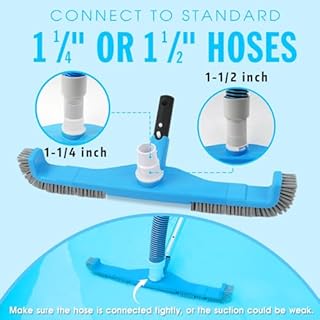 (2026 Upgraded) 20" 2 in 1 Pool Brush Vacuum Head with Swivel Hose Connection & Sturdy Nylon Bristles for Heavy Duty Inground & Above- Ground Pool Cleaning - Connecting 1-1/4" or 1-1/2" Hose (No Pole)