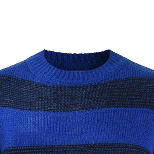 Mens Fashionable Striped Knitted Pullover Soft Casual Crewneck Sweater Block Thermal Cottton Knitted Sweaters3