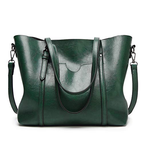 AINUOEY Mujer Bolsos de Mano Casual Bandolera Marca Mediano Totes Antirrobo Hombro Italianos PU Cuero 76612 1 piezas Verde