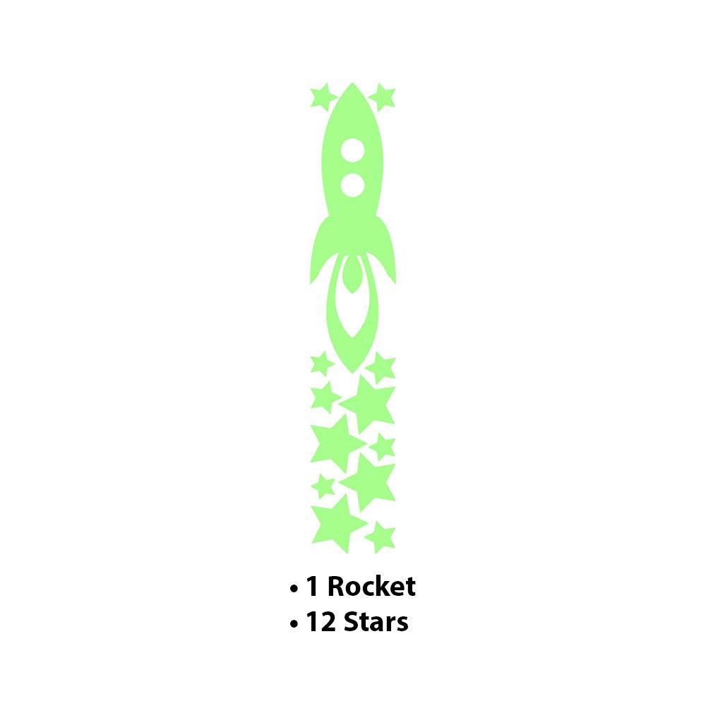 Glow in The Dark Wall Sticker Rocket and Stars - 55 x 10cm, 55x10cm - Image 2