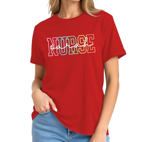 Image of Nurse Christmas Shirt Women - Xmas Nurse Bow Holiday Short Sleeve Nursing School Festive Tee Tops
