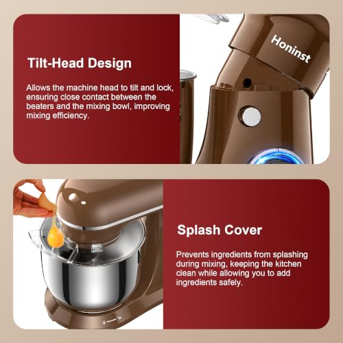 Image of Honinst 4QT Electric Stand Mixer, 10-Speed Tilt-Head Compact Kitchen Mixer
