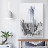 TBDUEPS Décoration murale One World Trade Center, salon, cuisine, maison, 40 x 60 cm