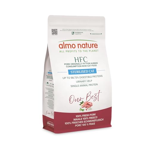 Almo Nature HFC Our Best - Sterilised - Croccantini per Gatti Adulti Sterilizzati o Poco Attivi - Maiale Fresco - Monoproteico, Urinary Help, Altamente Digeribili, Human Grade, Senza Glutine - 1,2kg