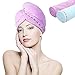 Orthland Microfiber Hair Towel Drying Wraps for Women [2 Pack] Bath Shower Head Turban Towels with Button, Quick Dry Magic Hats, Super Absorbent for Long & Curly Hair, Anti-Frizz