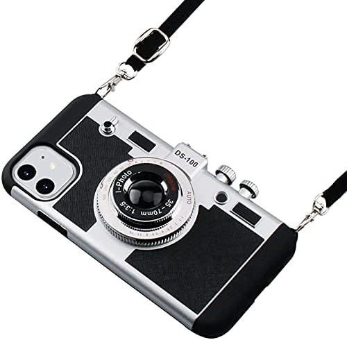 ZHANGCHEN Emily in Paris Phone Case, for iPhone 13 Pro Max Mini, 3D Vintage Camera Design Silicone Case, Cover with Removable Neck Strap, for Girls Women,Black, for iphone13 pro max