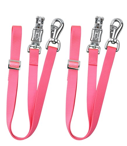 HackFond Cross Ties for Horse Nylon Trailer Tie w/Quick-Release Panic Snap & Bull Snap Horse Trailer Accessories Adjustable Length Range 42.5 to 73 Equestrian Supplies Bright Pink