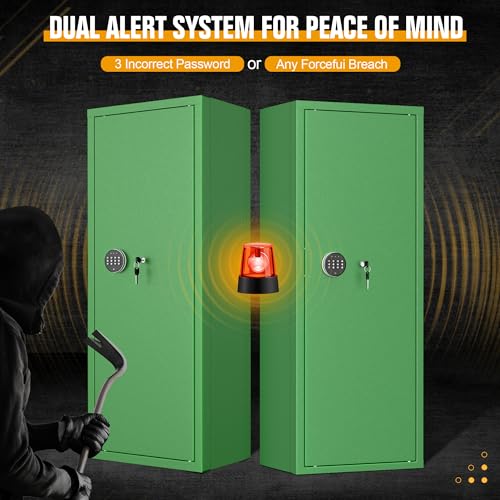 Image of Bonusall 12-15 Green Gun Safe for Rifles,Fireproof Gun Safe for Rifles and Pistols,Rifle Safes for Home with Digital Keypad,Adjustable Shelves & Handgun Pockets