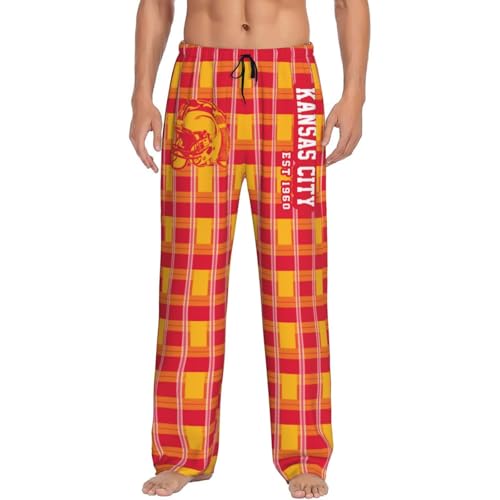LAEMOYOY Kansas City Mens Pajama Pants - Ultra Soft Plaid Sleep & Lounge Pants with Pockets & Drawstring Waist Lightweight Comfort Fit