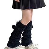 Girls Leg Warmers Y2k Knitted Cotton Long Below Knee Socks with Bowknot Fall Fashion Cute Harajuku Flared Leg Warmer