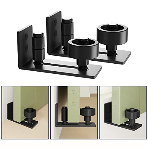 Image of SMARTSTANDARD Sliding Barn Door Floor Guide for Bottom Adjustable Roller - 8 Setup Options for DIYers - Flush Design Bottom Flat Barn Door Floor Guide Stay Roller (Black) 2PCS