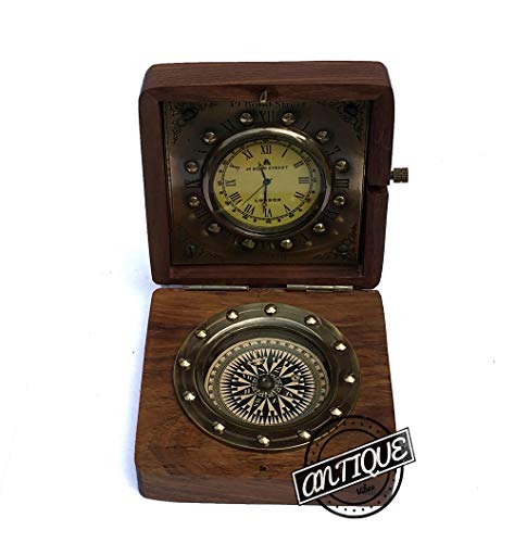 Brújula de latón acabado antiguo estilo victoriano para oficina y decoración en el hogar miniatura 3