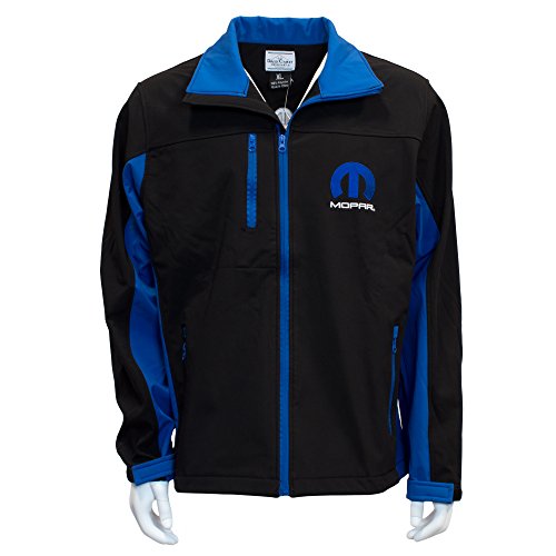 David Carey Mopar Softshell Work Jacket – Blue & Black – Lightweight Zip Up Outerwear with Embroidered Applique Logo