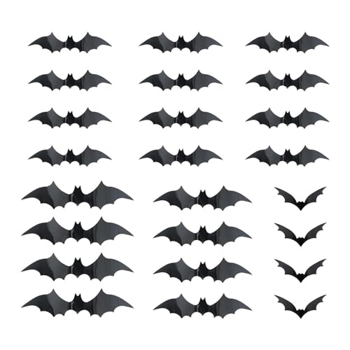再利用可能なハロウィーンLED光るコウモリ/クモ壁デカールPVCステッカー24枚パック屋内屋外パーティ