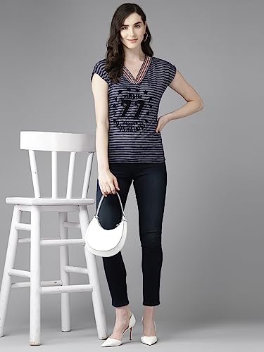 Image of Aarika Womens Navy Blue Color Nylon Top